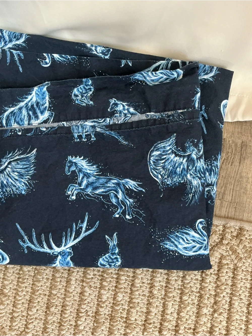 Pottery Barn Teen Harry Potter Glow in the Dark Patronus Full Flat Sheet Navy